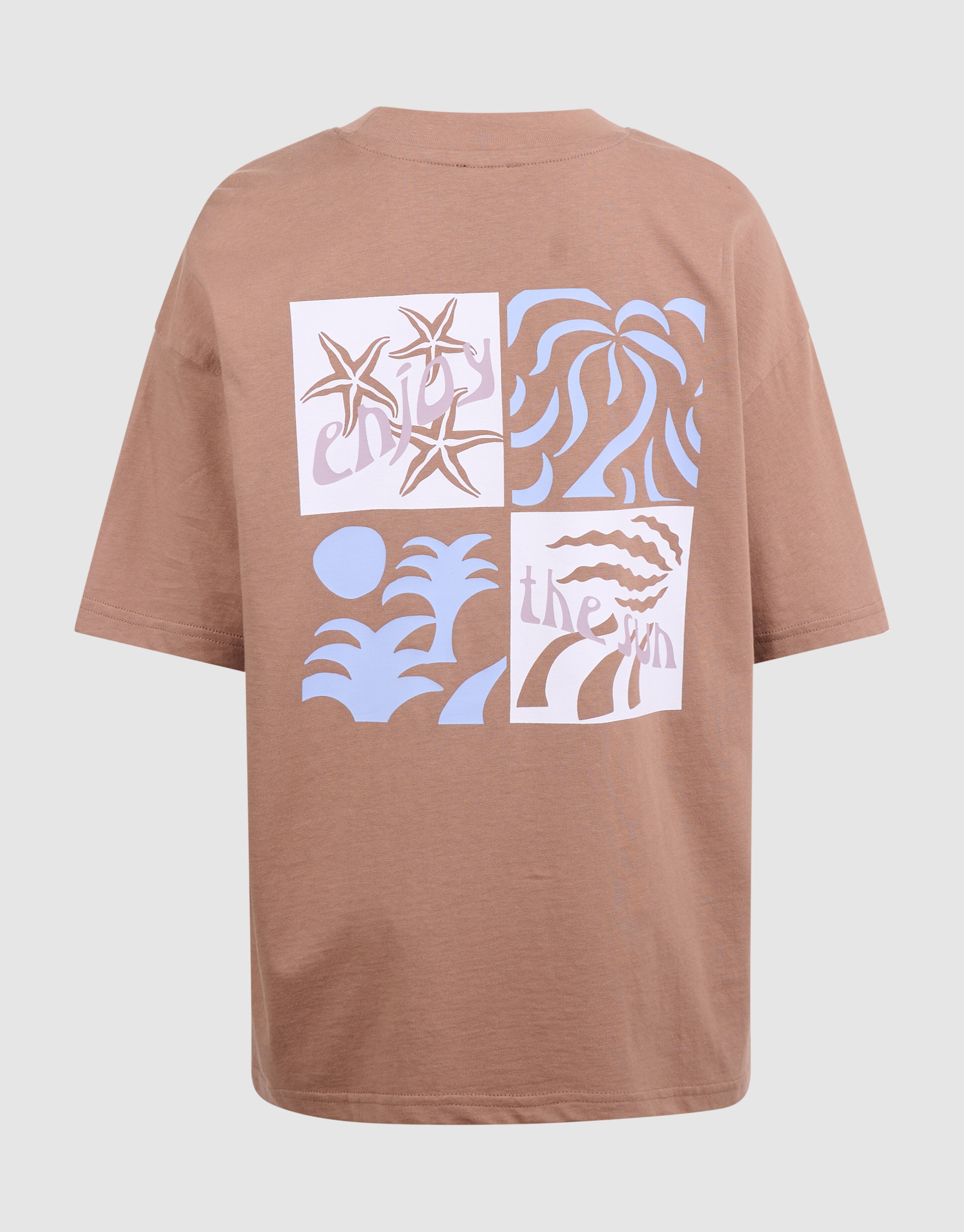 Oversized Sun Artwork T-shirt Lichtbruin SHOEBY BOYS