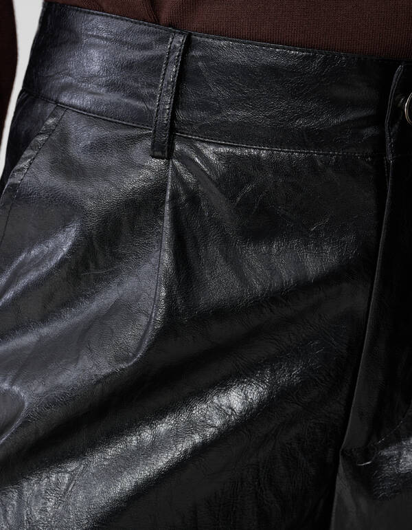 Vegan Leren Barrel Fit Broek Zwart By Monica SHOEBY WOMEN