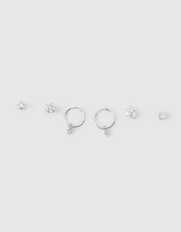 Strass Oorbellen Set Zilver SHOEBY ACCESSOIRES