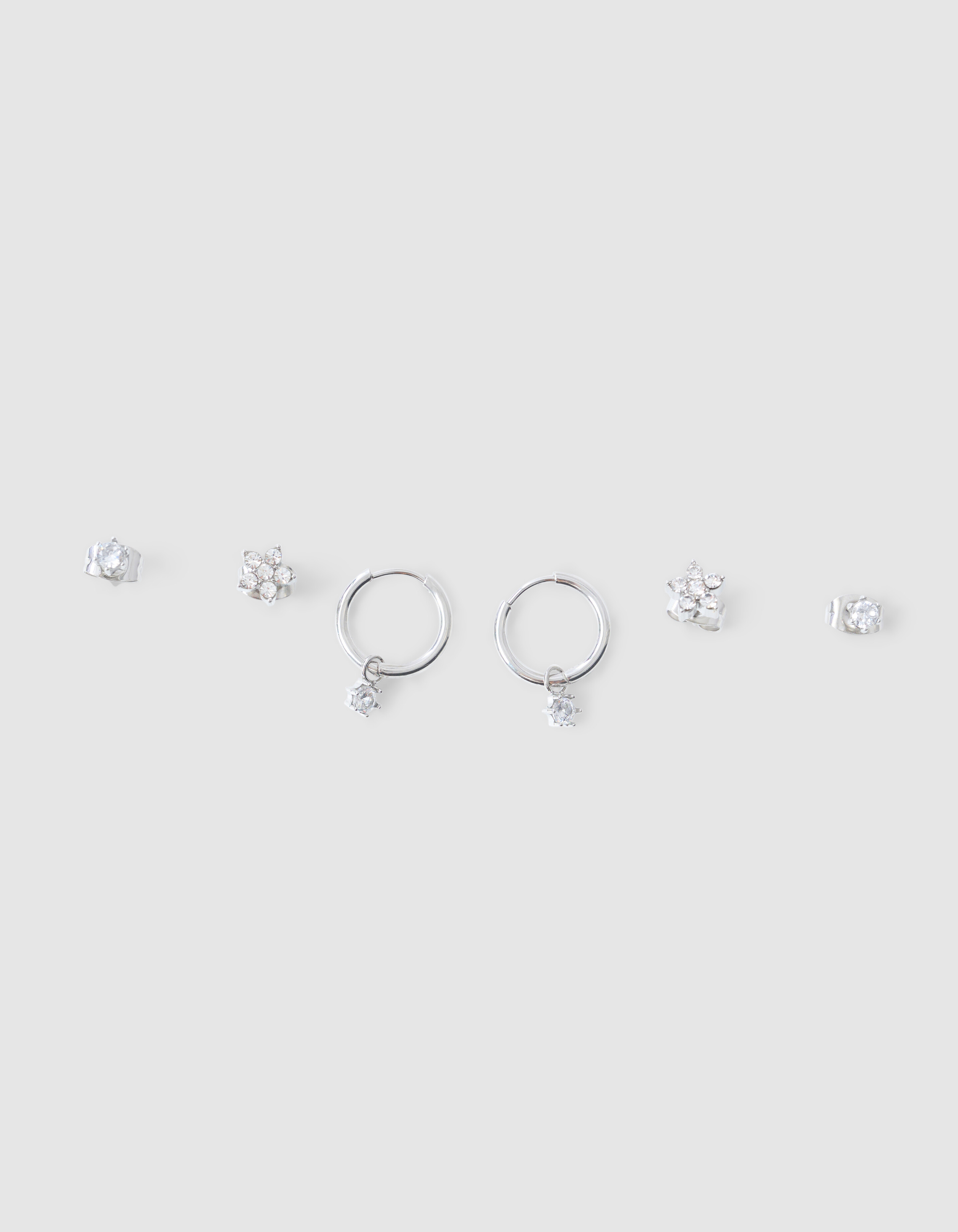 Strass Oorbellen Set Zilver SHOEBY ACCESSOIRES