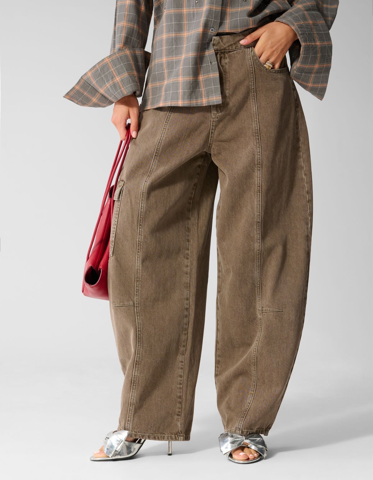 Cargo Barrel Fit Jeans Groen SHOEBY WOMEN