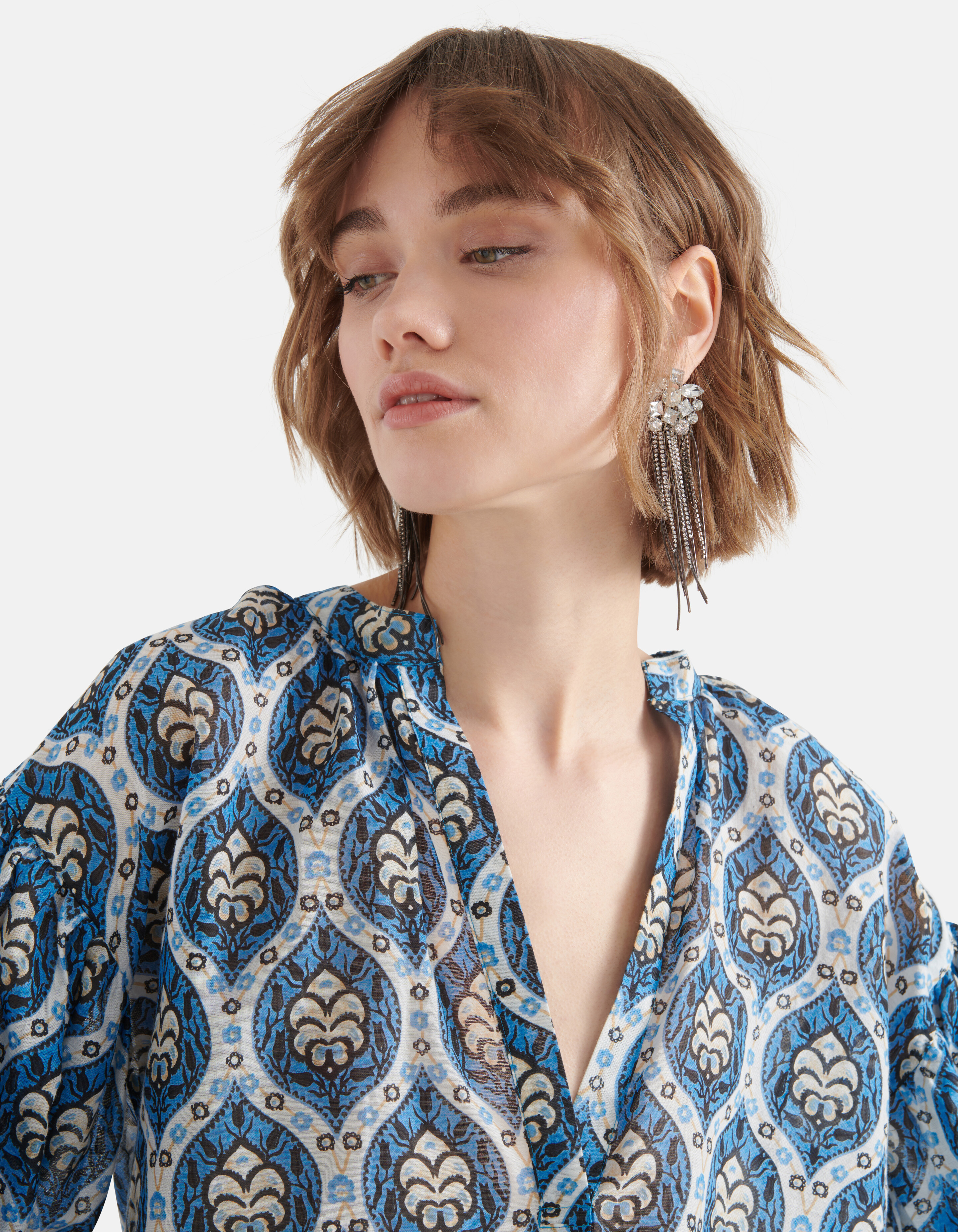 Printed Voile Blouse Blauw SHOEBY WOMEN