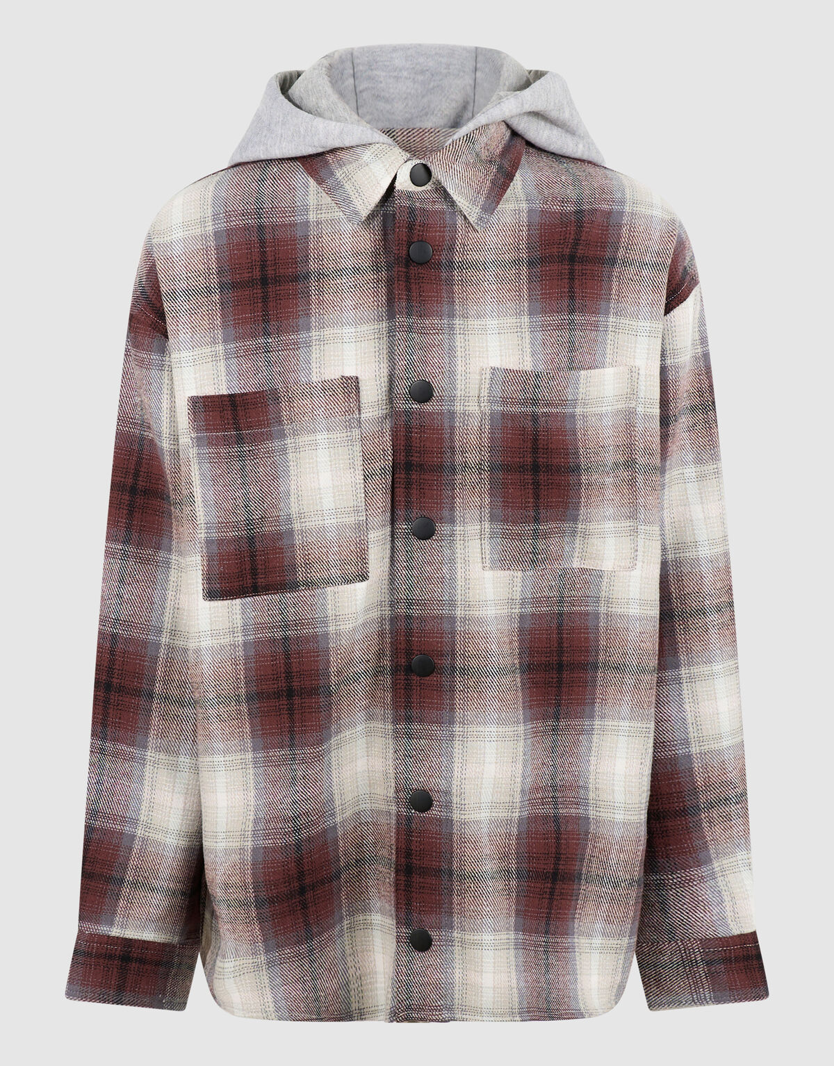 Relaxed Hooded Check Overhemd Bruin SHOEBY BOYS