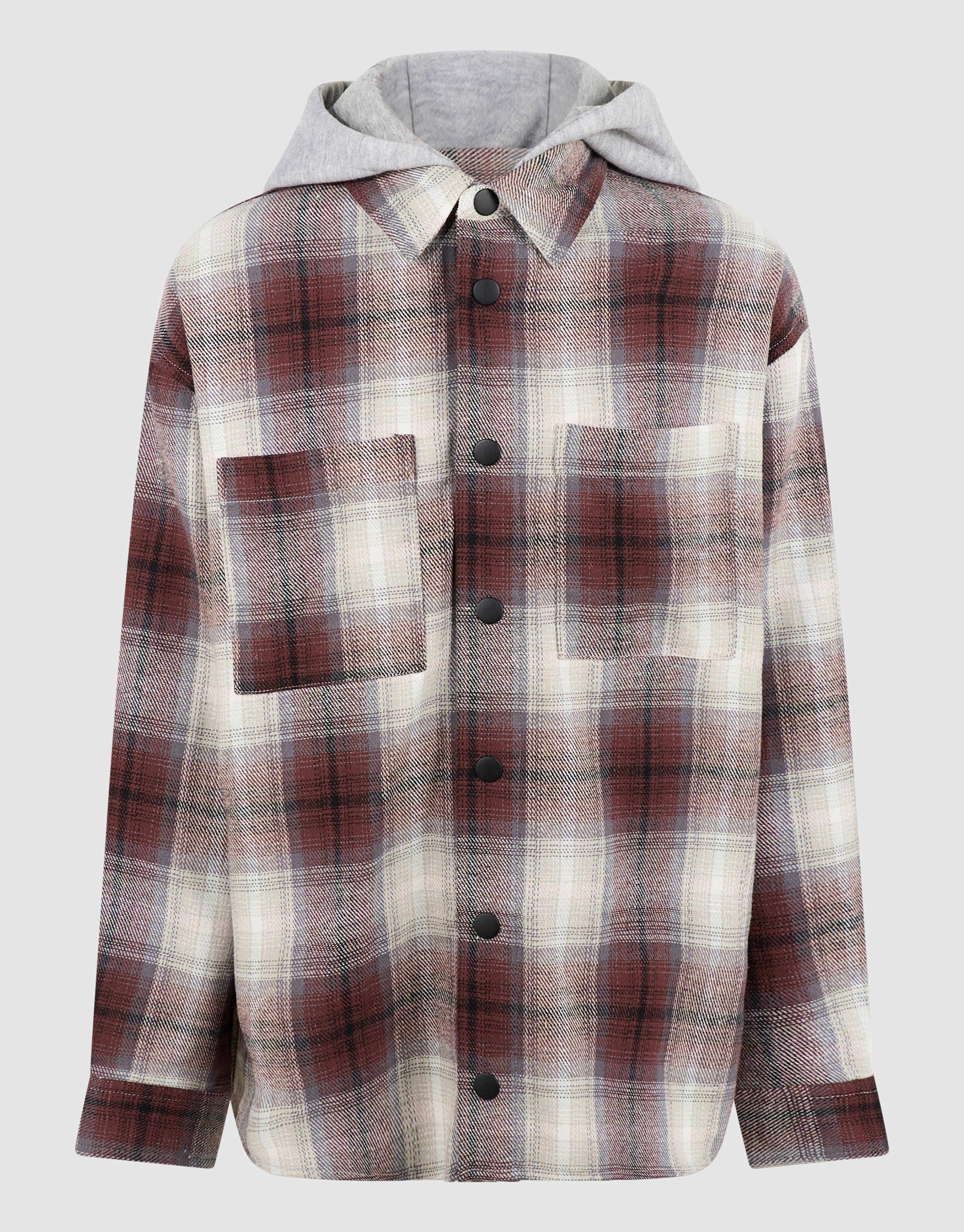 Relaxed Hooded Check Overhemd Bruin SHOEBY BOYS