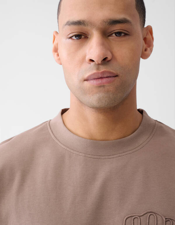 Embroidery T-shirt Lichtbruin SHOEBY MEN