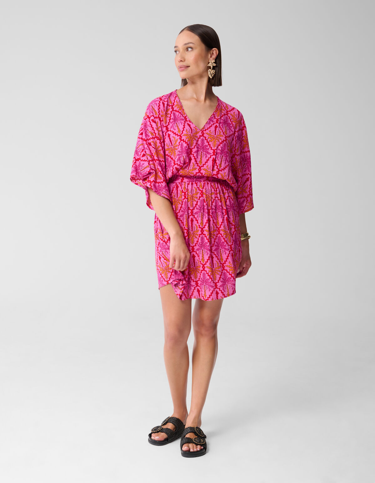Printed Crinkle Mini Jurk Roze SHOEBY WOMEN