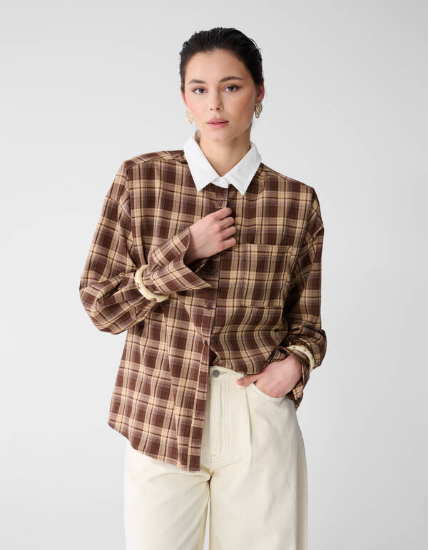 Oversized Ruiten Blouse Bruin SHOEBY WOMEN