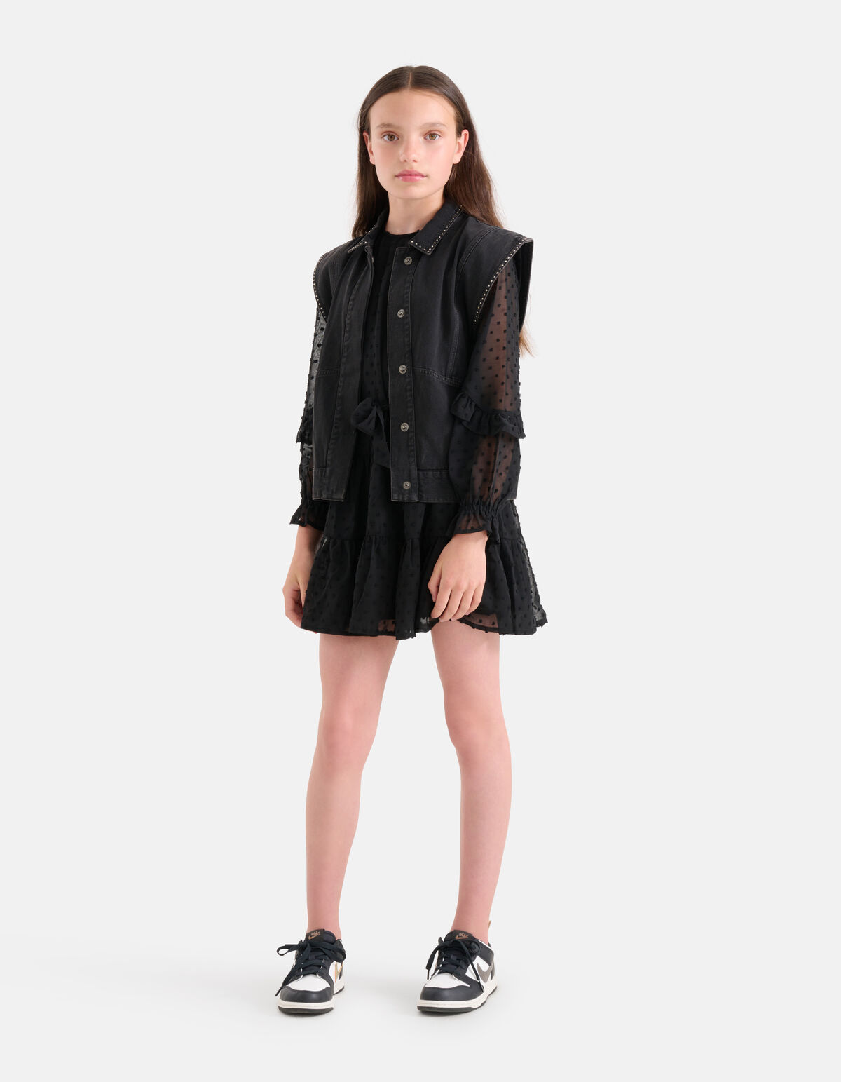 Chiffon Dot Jurk Zwart SHOEBY GIRLS