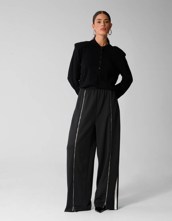 Gebreide Longsleeve Polo Zwart SHOEBY WOMEN