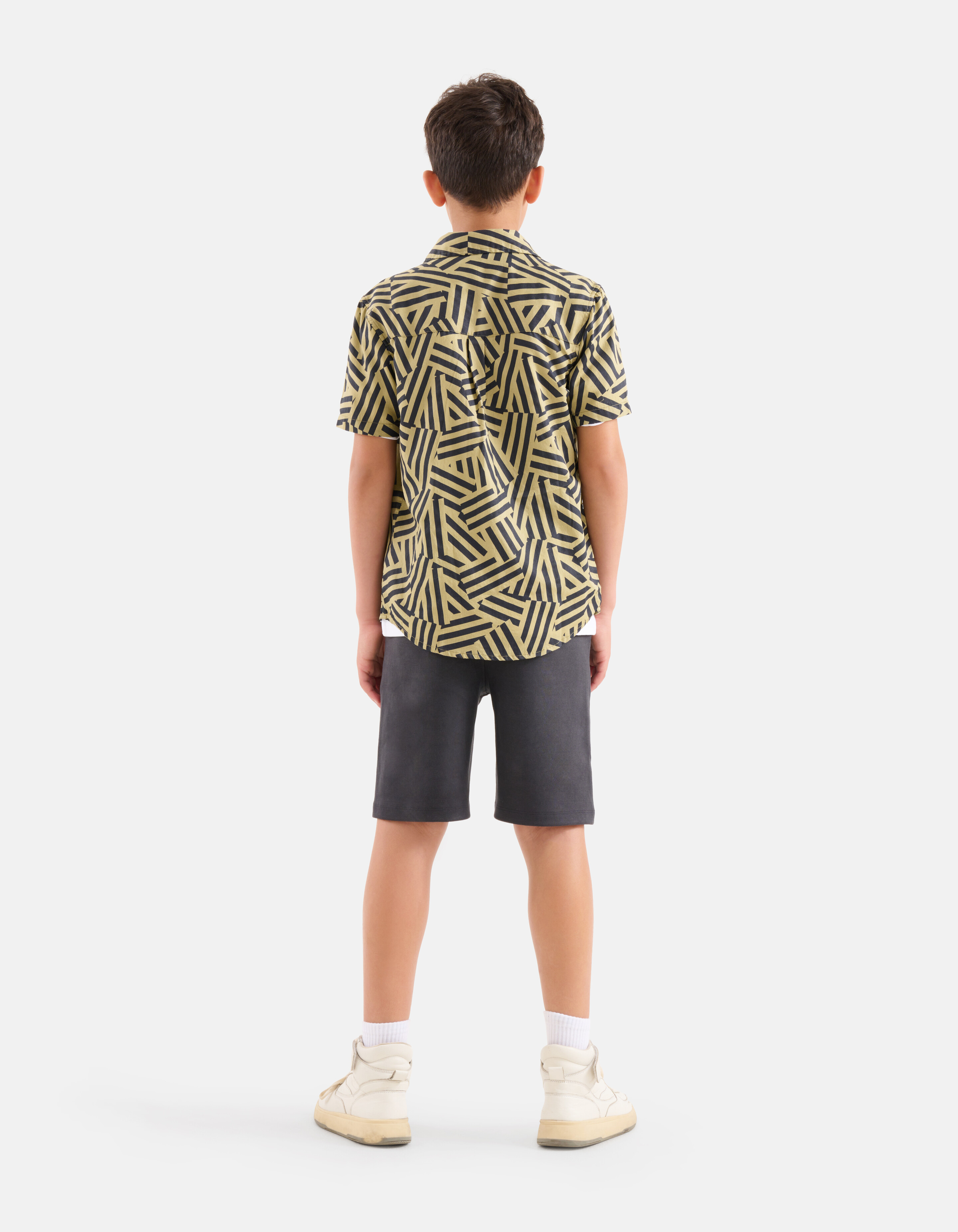 Geometrisch Overhemd Zand SHOEBY BOYS