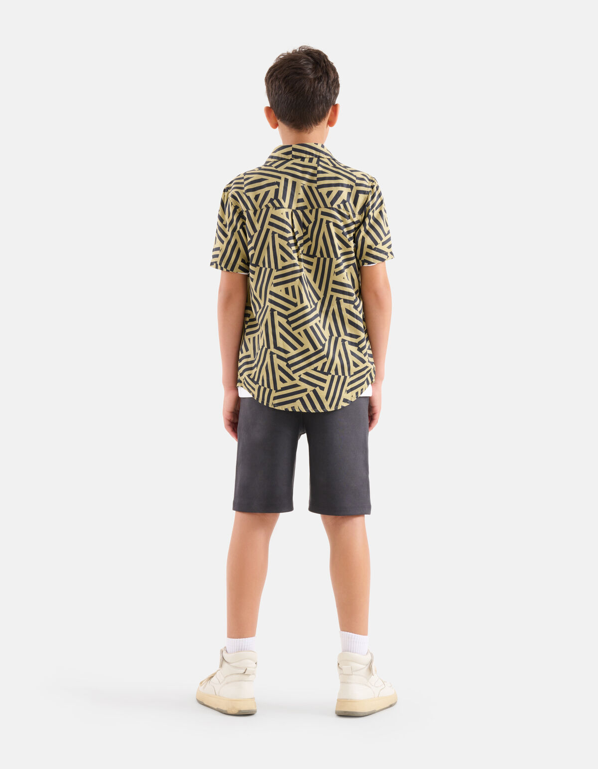 Geometrisch Overhemd Zand SHOEBY BOYS