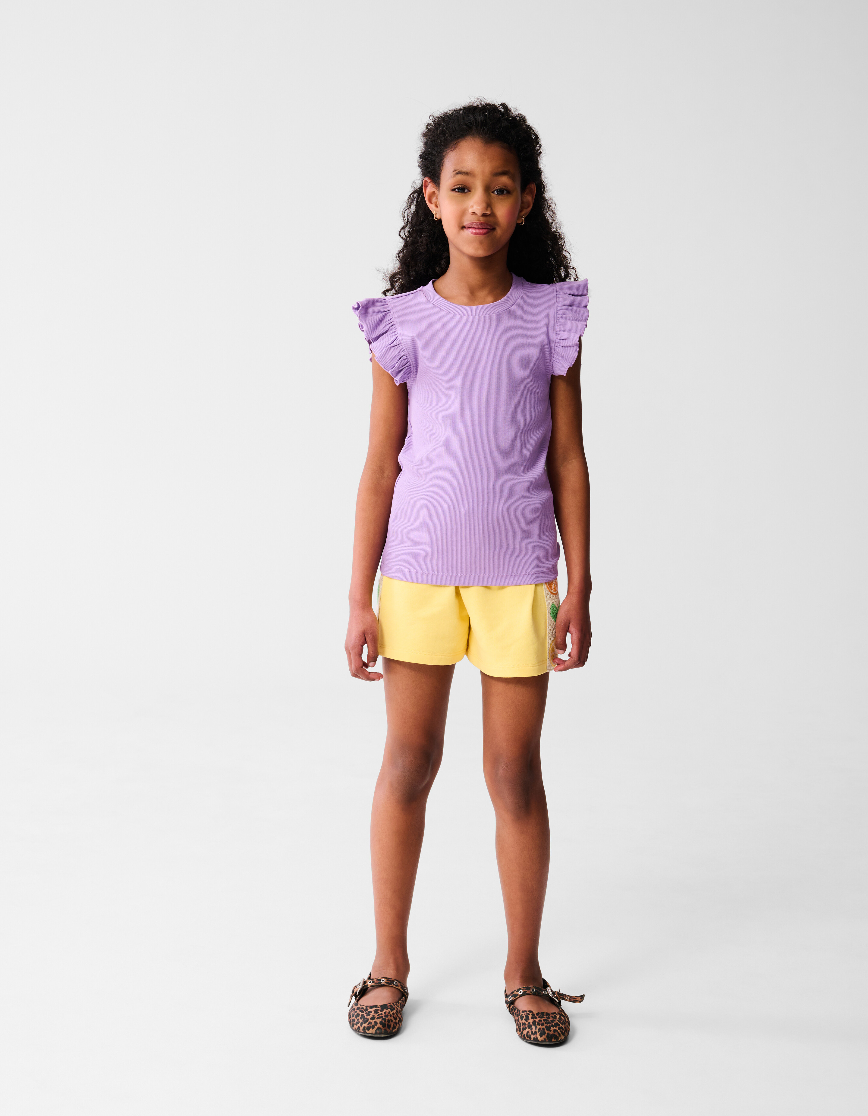 Ruffle Rib Top Lichtpaars SHOEBY GIRLS