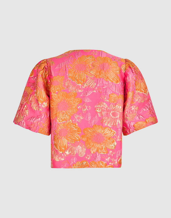 Jacquard Flower Blouse Roze/Oranje SHOEBY WOMEN