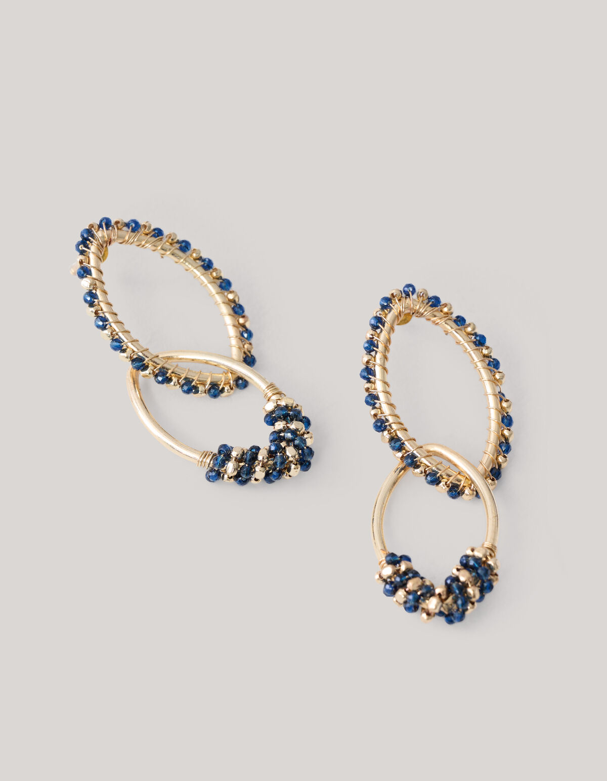 Beaded Eye Shape Oorbellen Goud SHOEBY ACCESSOIRES