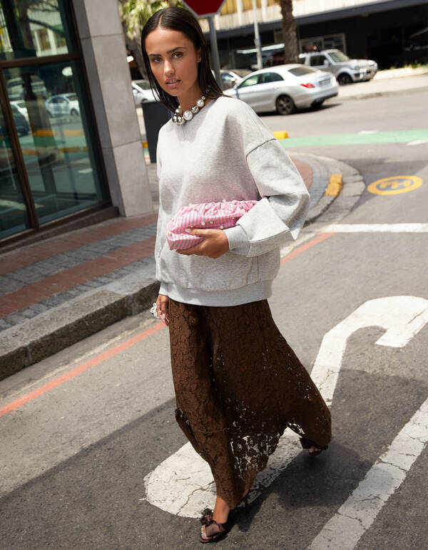 Kanten Maxi Rok Bruin SHOEBY WOMEN