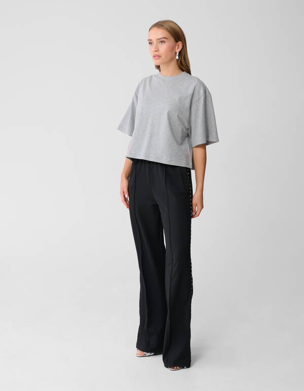 Studs Tape Wide Leg Broek Zwart SHOEBY WOMEN