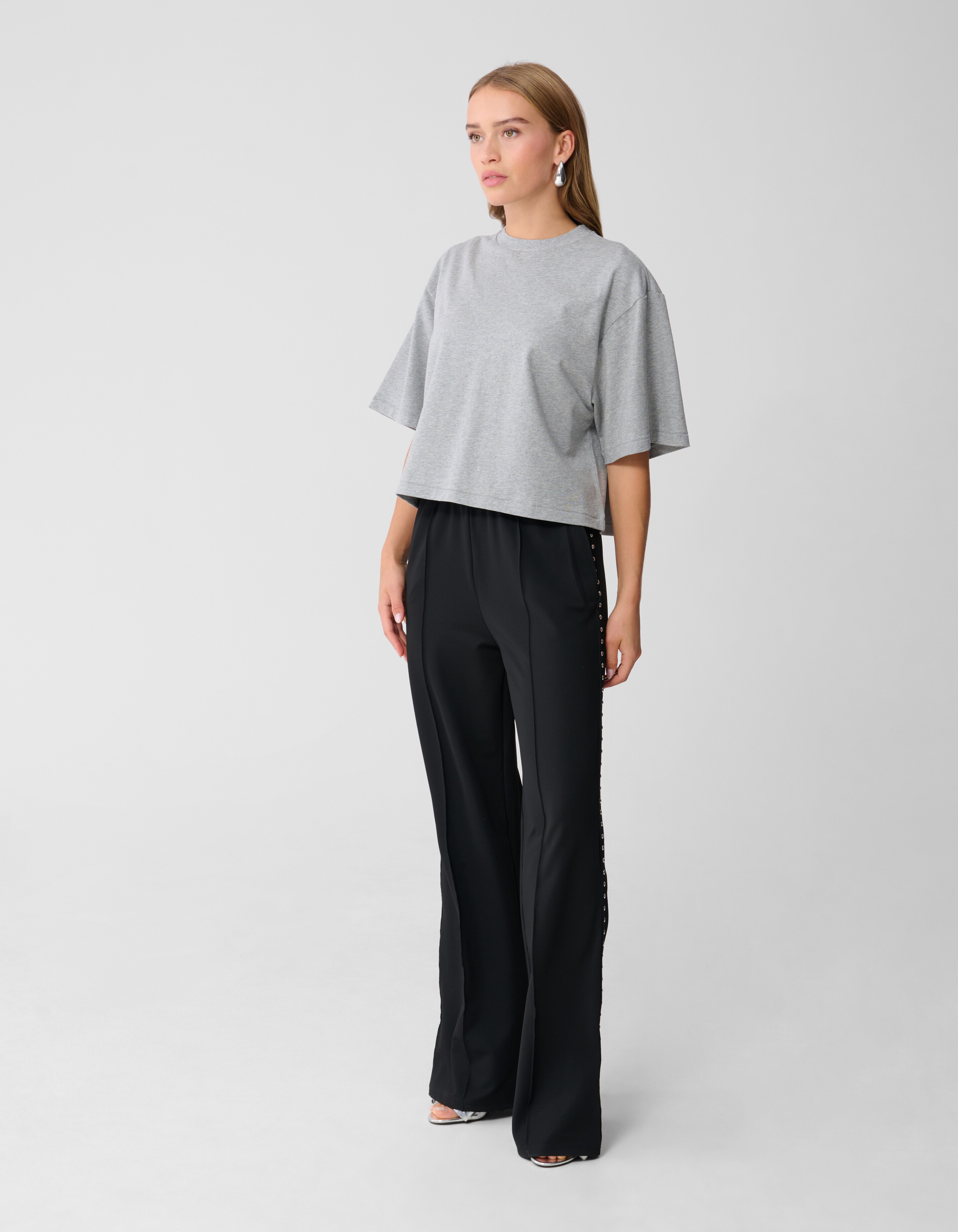Studs Tape Wide Leg Broek Zwart SHOEBY WOMEN