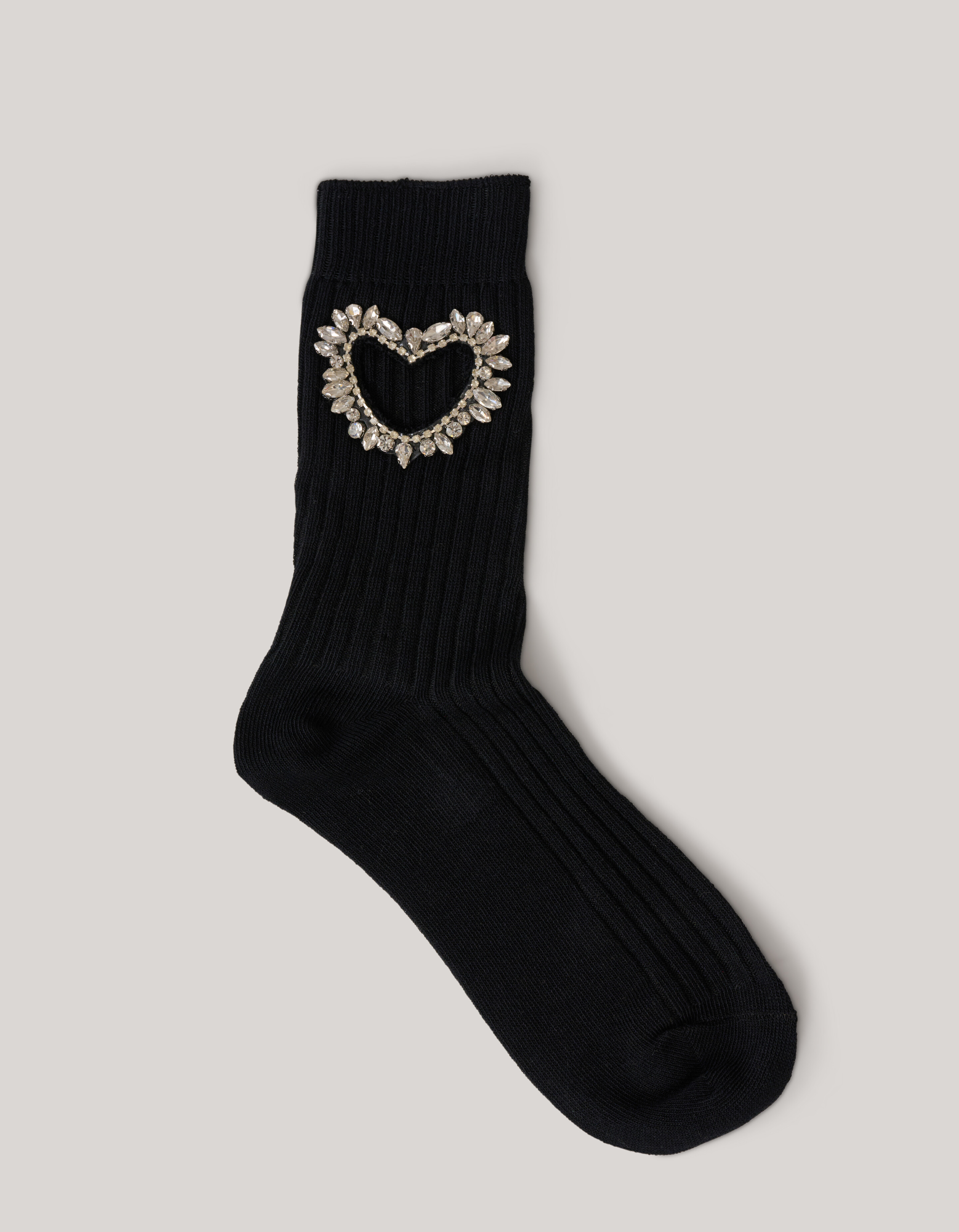 Strass Heart Sokken Zwart SHOEBY ACCESSOIRES