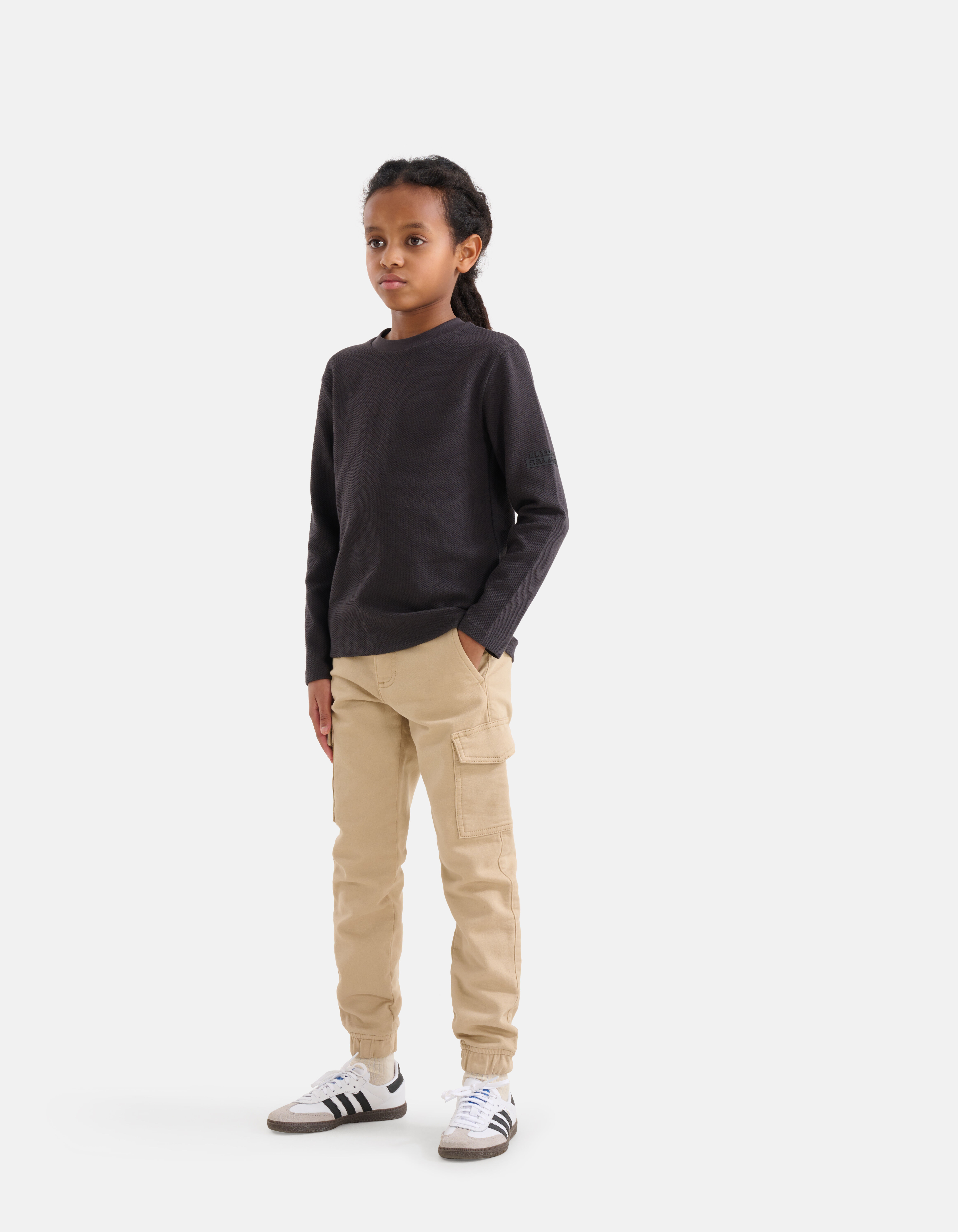 Structuur Longsleeve T shirt Donkergrijs Shoeby