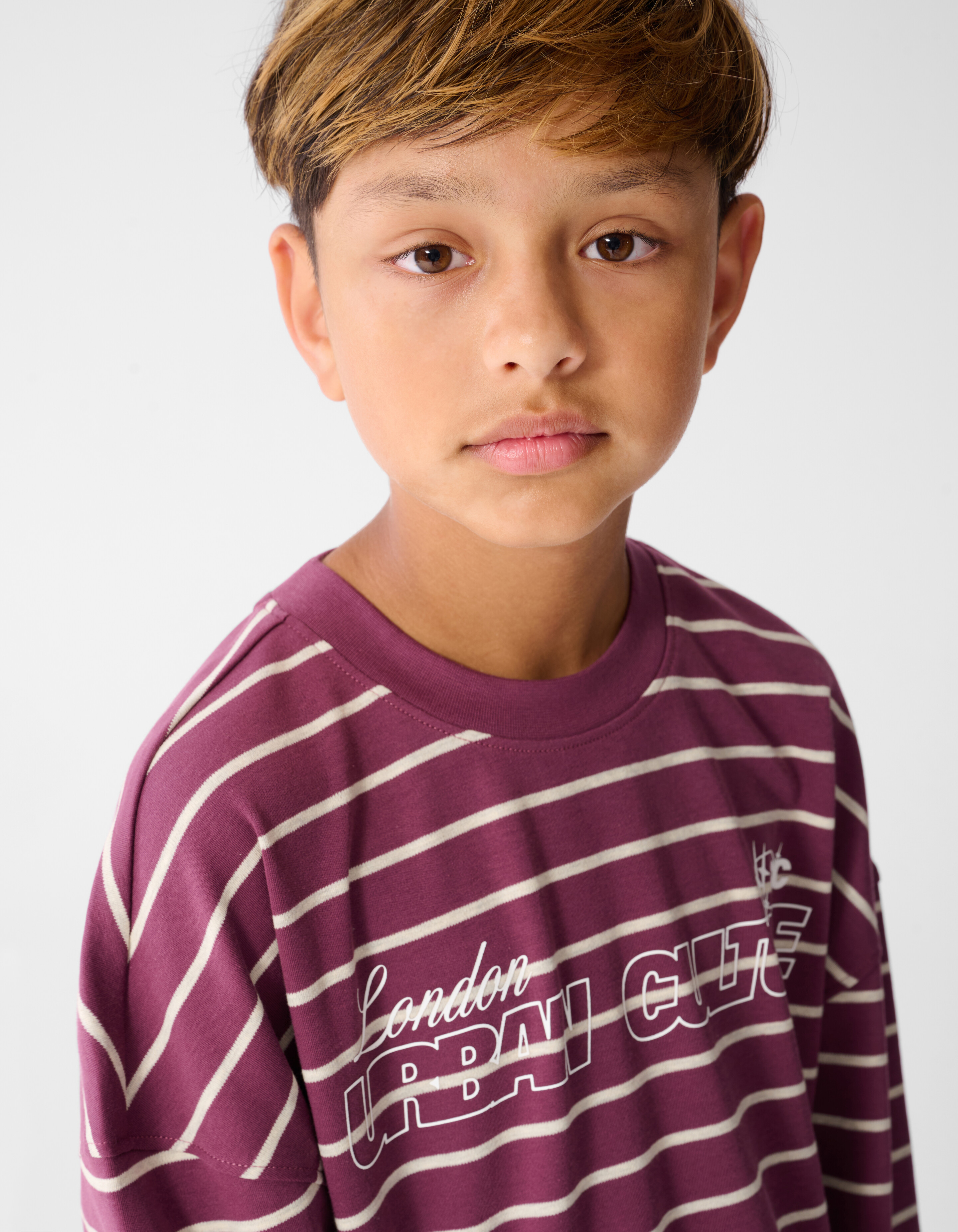 Striped Longsleeve T-shirt Donkerrood SHOEBY BOYS