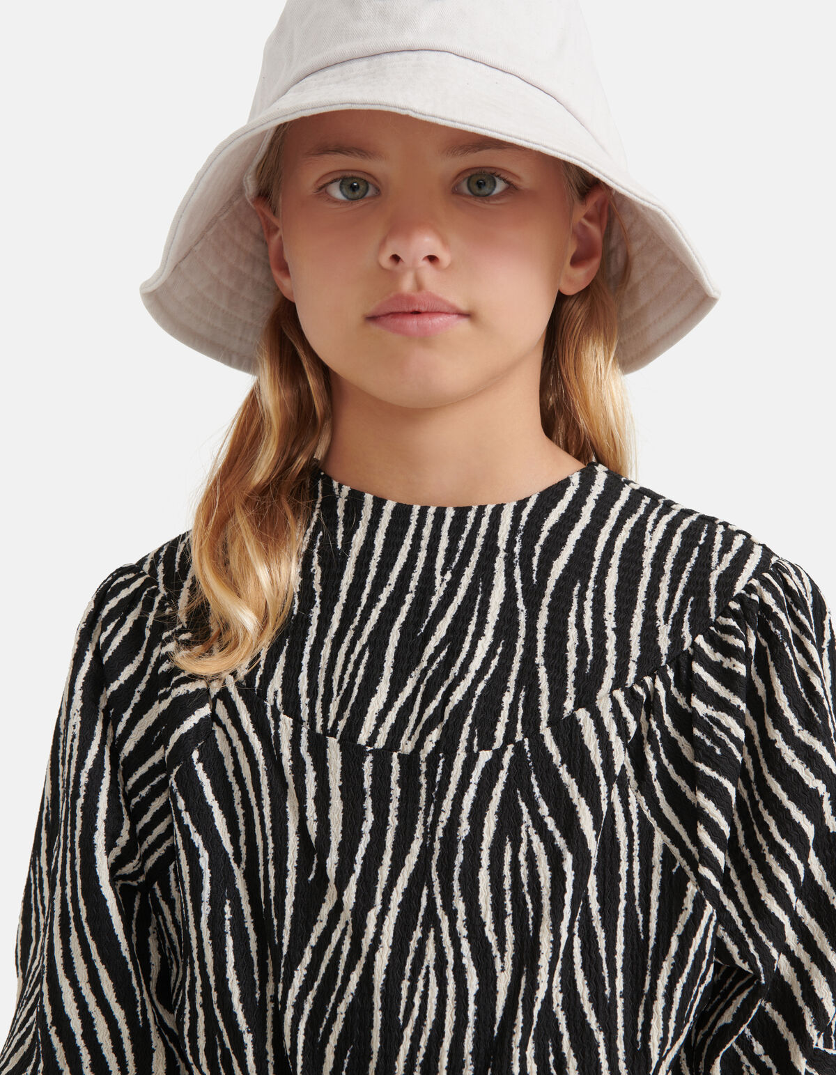Zebra Crinkle Jurk Zwart/Wit SHOEBY GIRLS