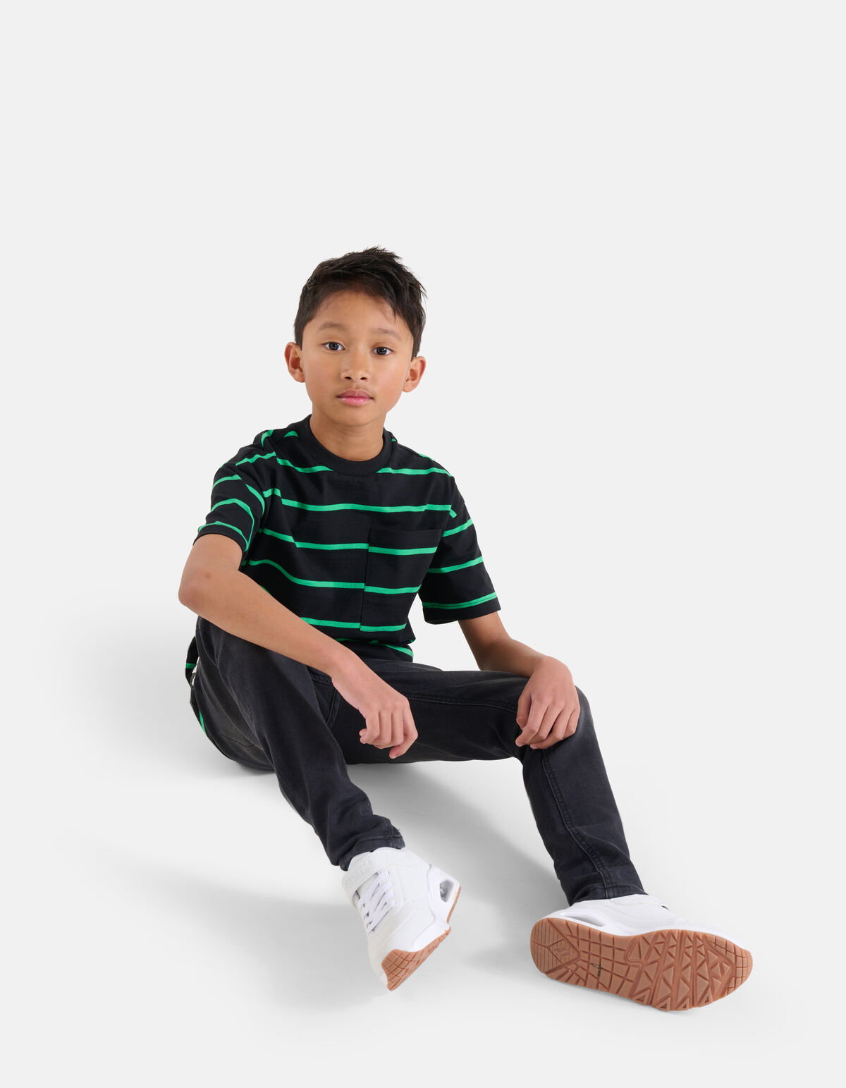 Gestreepte T-shirt Zwart SHOEBY BOYS