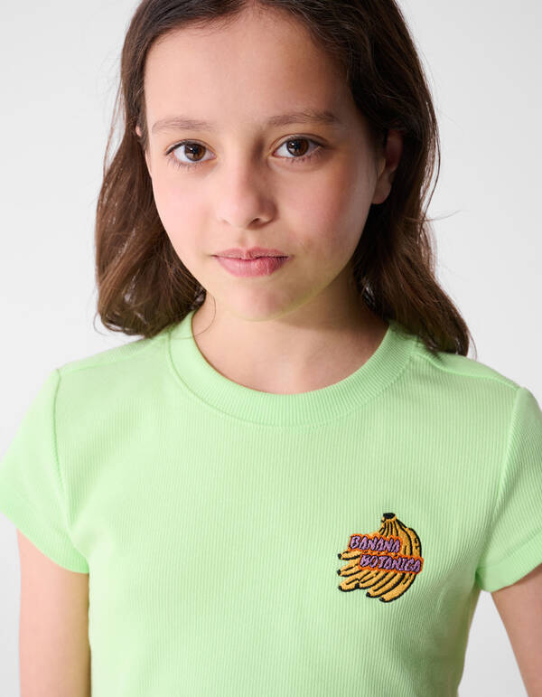 Rib Banana Crop Top Lichtgroen SHOEBY GIRLS