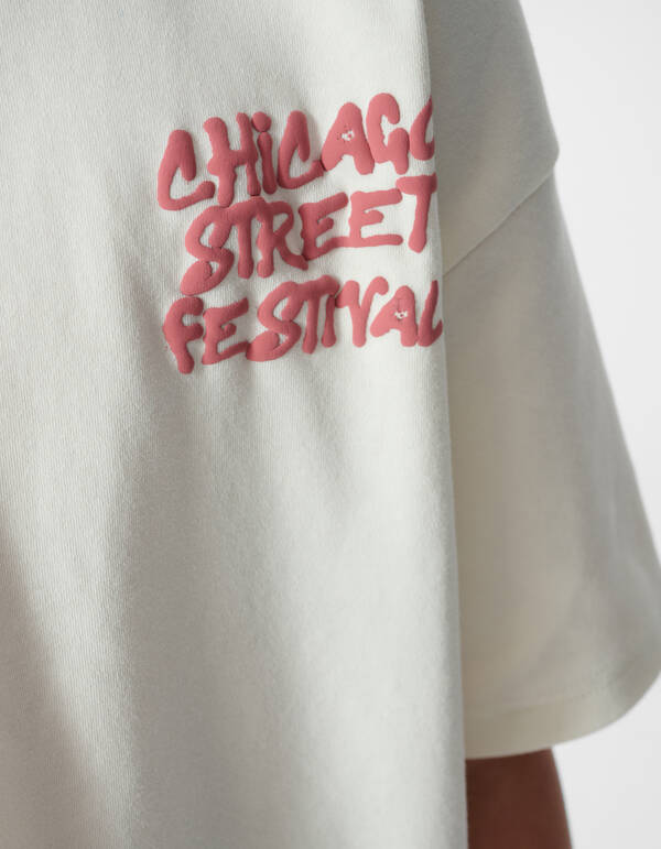 Festival Artwork T-shirt Gebroken Wit SHOEBY BOYS
