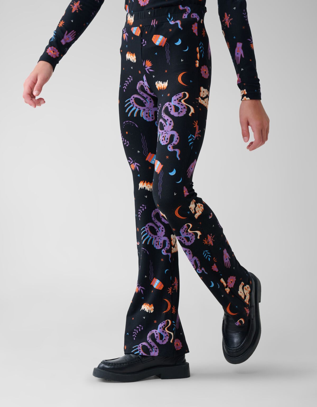 Printed Flared Legging Zwart SHOEBY GIRLS