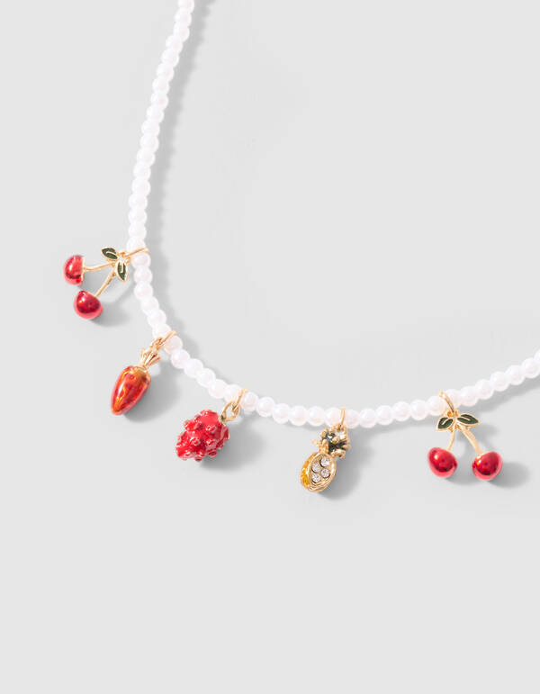 Parel Fruit Ketting Wit/Goud SHOEBY ACCESSOIRES