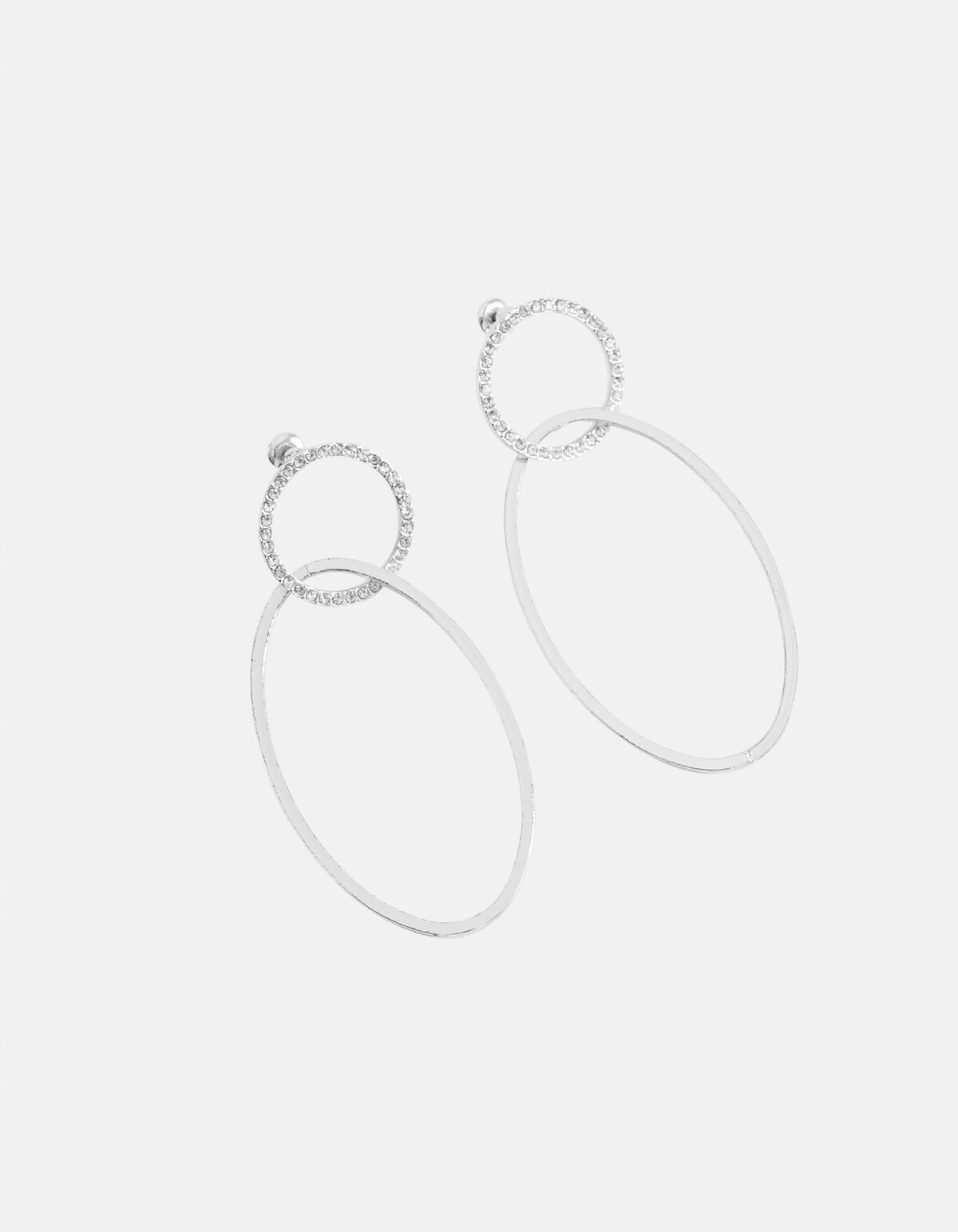 Strass Oval Oorbellen Zilver SHOEBY ACCESSOIRES