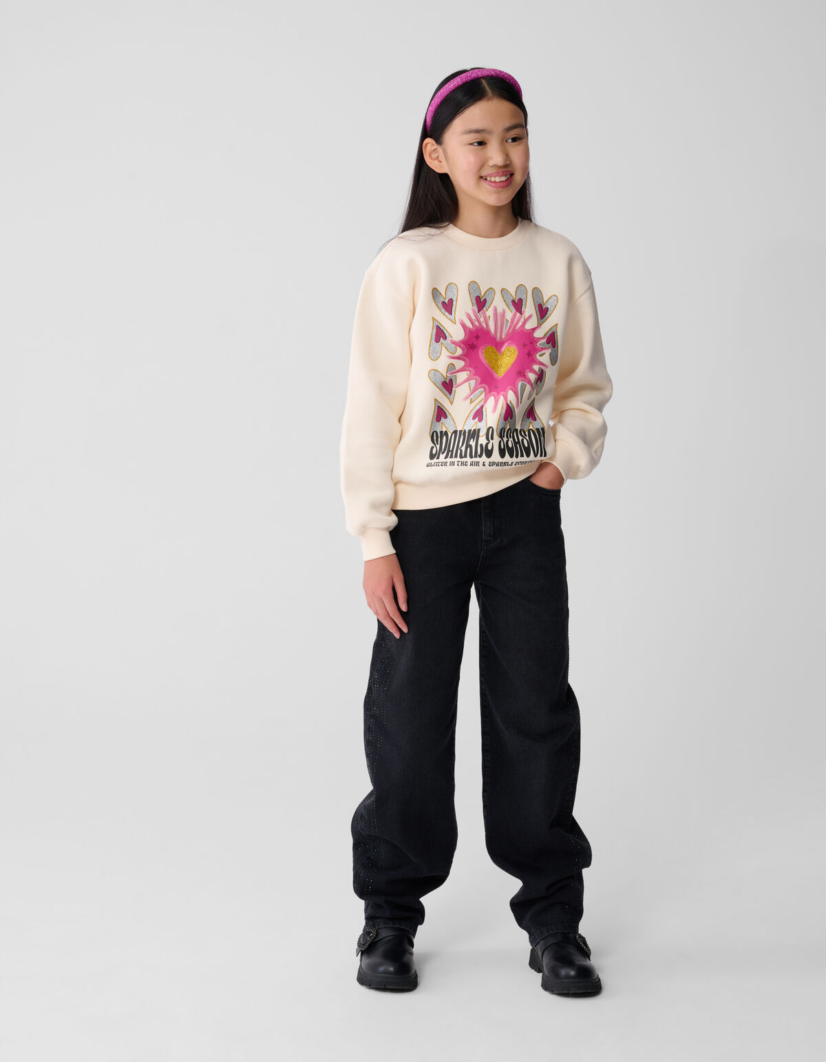 Sparkle Artwork Sweater Gebroken Wit SHOEBY GIRLS