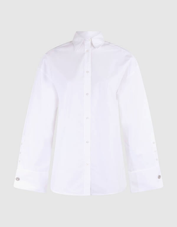 Oversized Poplin Blouse Wit SHOEBY WOMEN