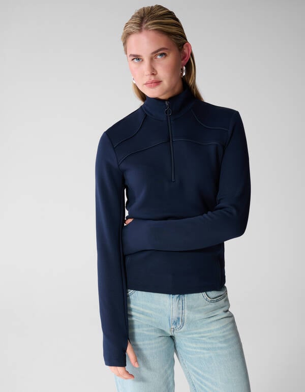 Zipper Longsleeve Top Donkerblauw SHOEBY WOMEN