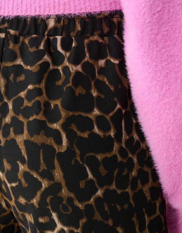 Sporty Leopard Wide Leg Broek Bruin SHOEBY GIRLS