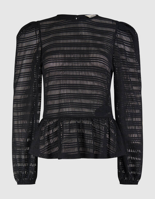 Mesh Structuur Top Zwart SHOEBY WOMEN
