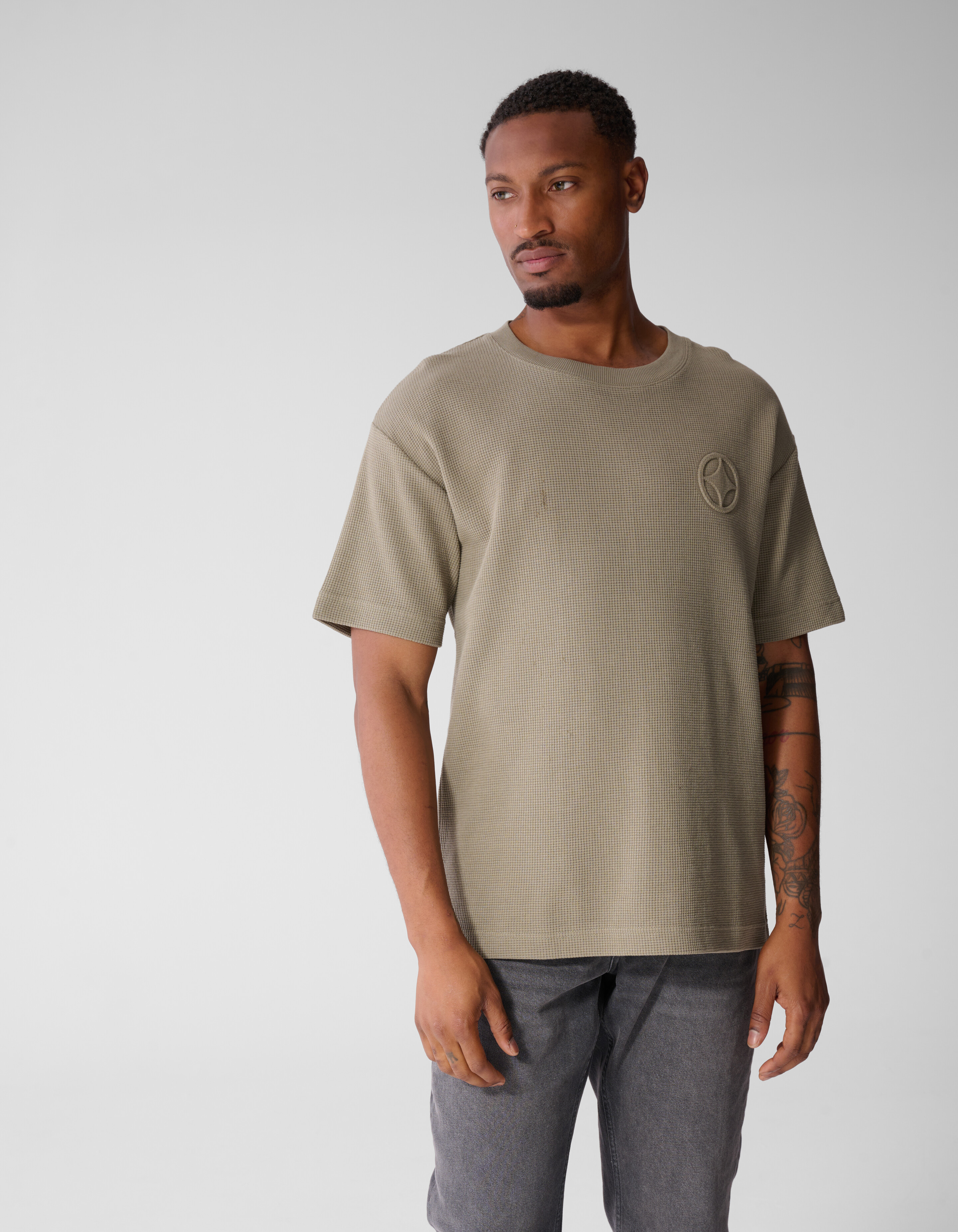 Waffle T-shirt Groen SHOEBY MEN