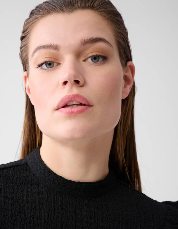 Crinkle Ruffle Top Zwart SHOEBY WOMEN