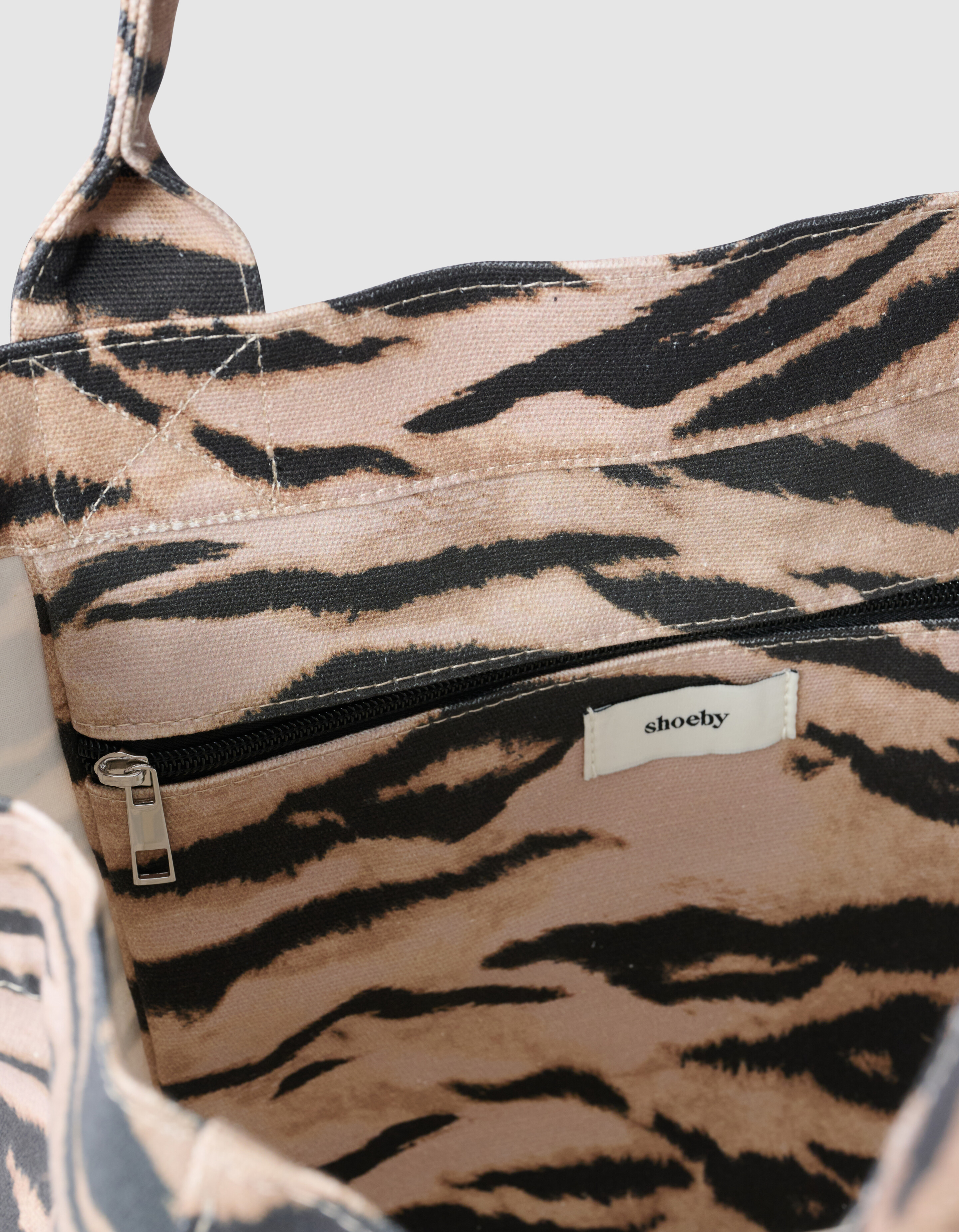 Tijgerprint Embroidery Shopper Bruin SHOEBY ACCESSOIRES