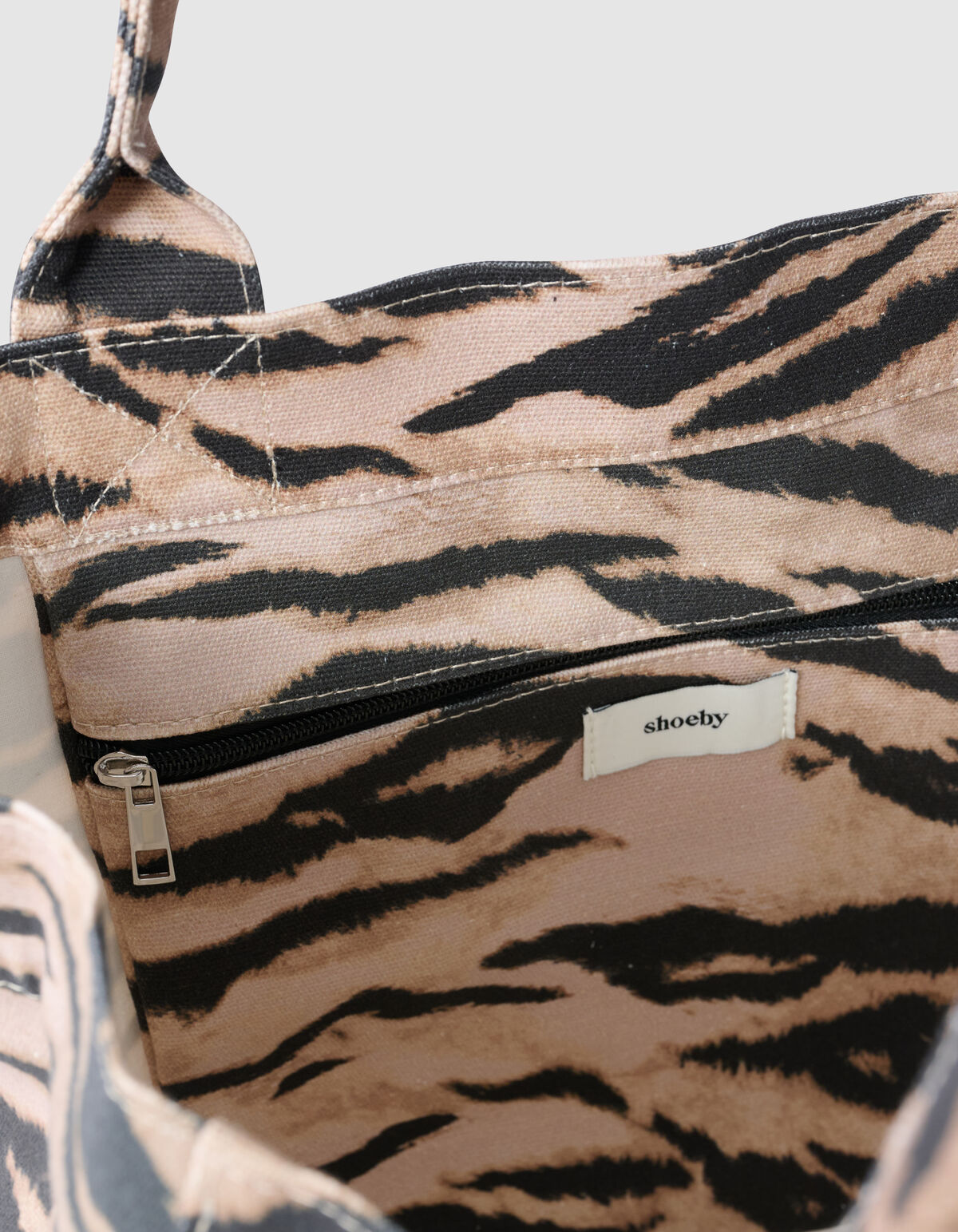 Tijgerprint Embroidery Shopper Bruin SHOEBY ACCESSOIRES