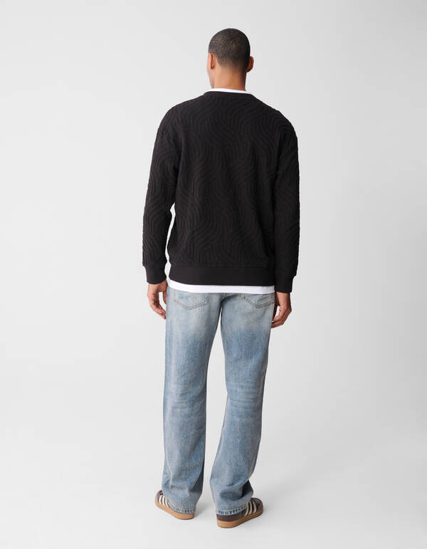 Wave Structuur Sweater Donkerbruin SHOEBY MEN
