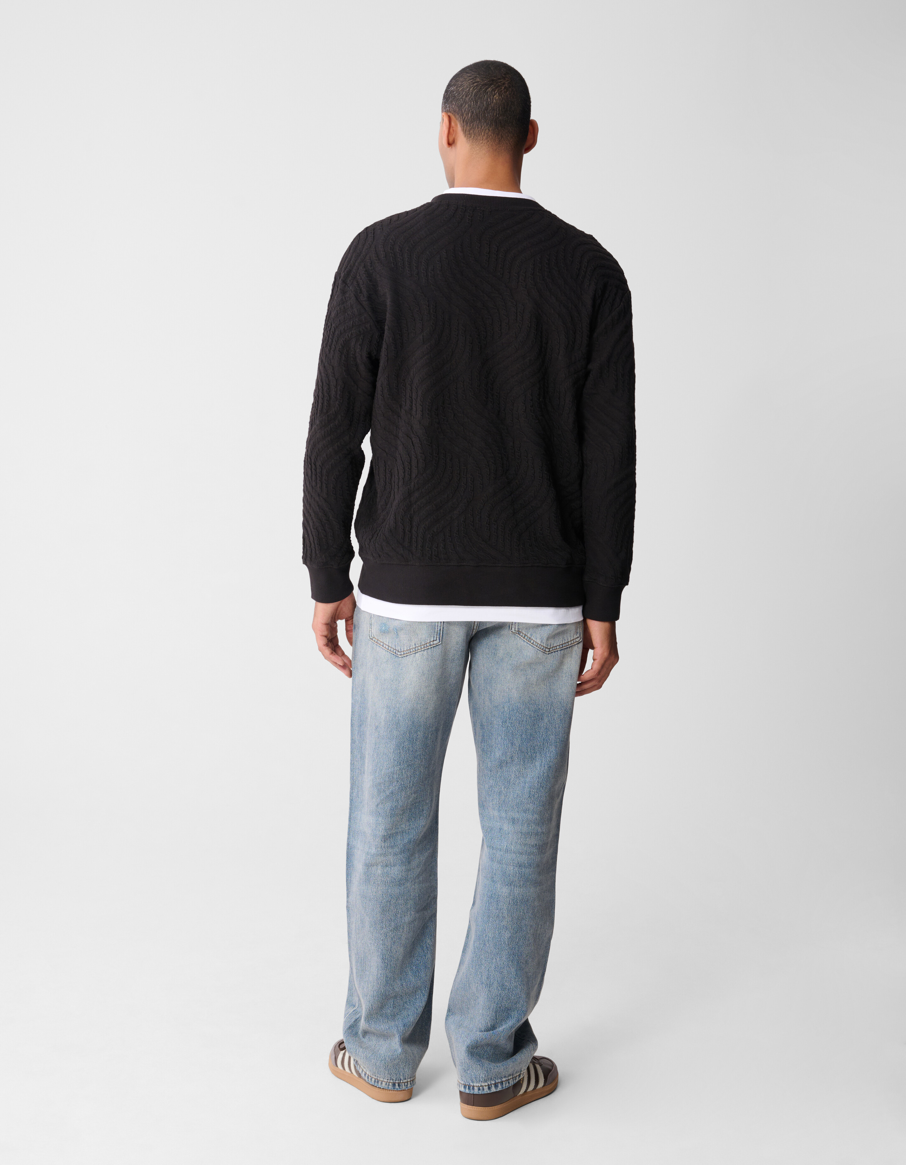 Wave Structuur Sweater Donkerbruin SHOEBY MEN
