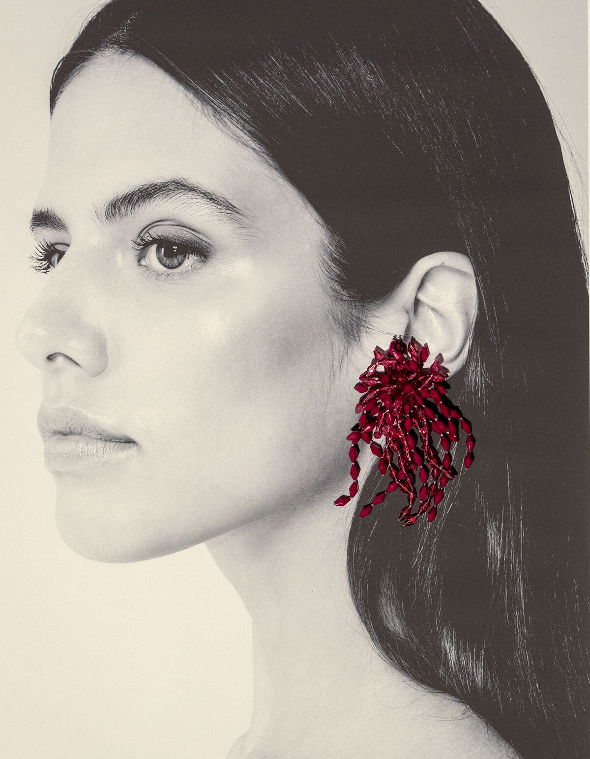 Beaded Waterval Oorbellen Donkerroze SHOEBY ACCESSOIRES