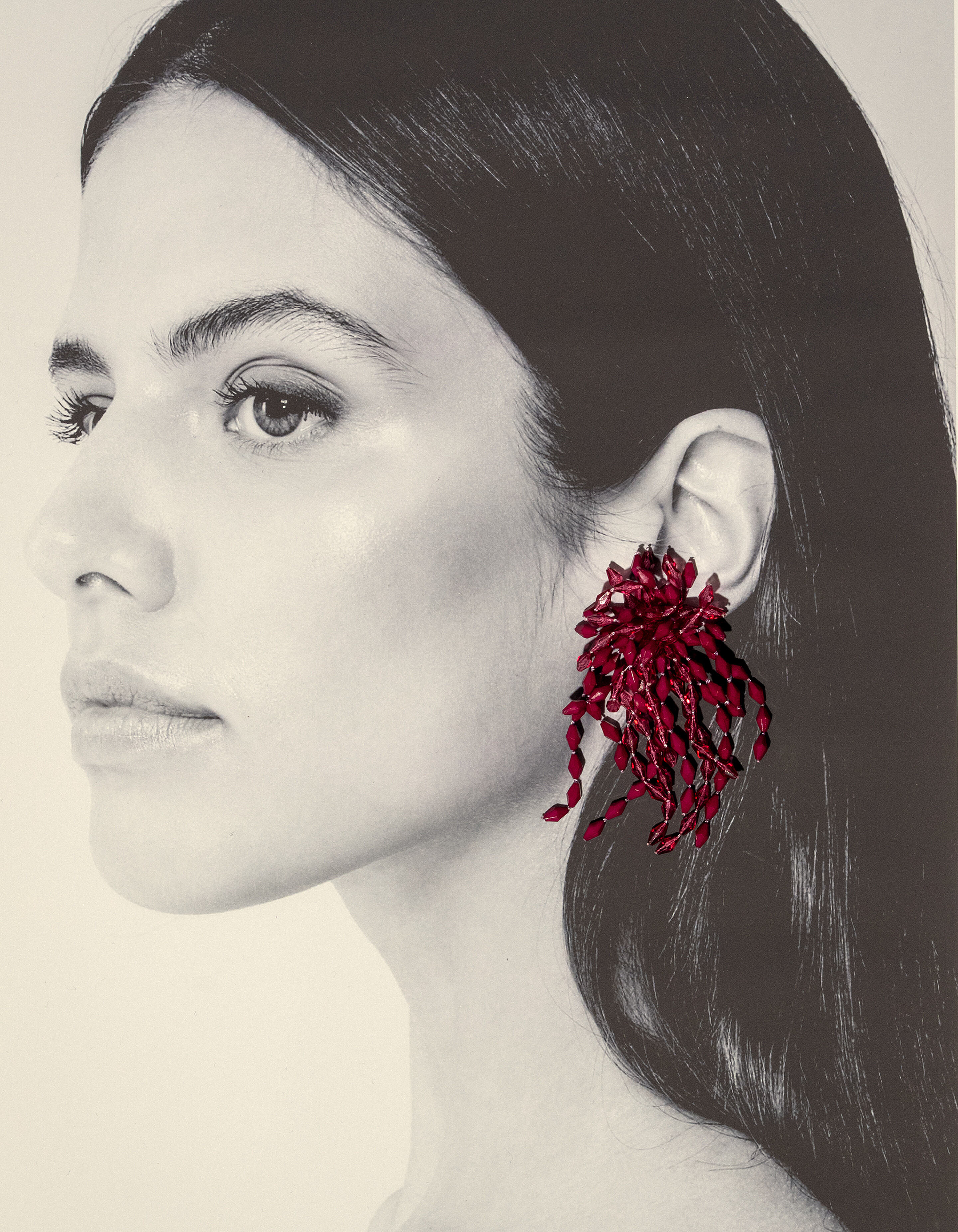 Beaded Waterval Oorbellen Donkerroze SHOEBY ACCESSOIRES