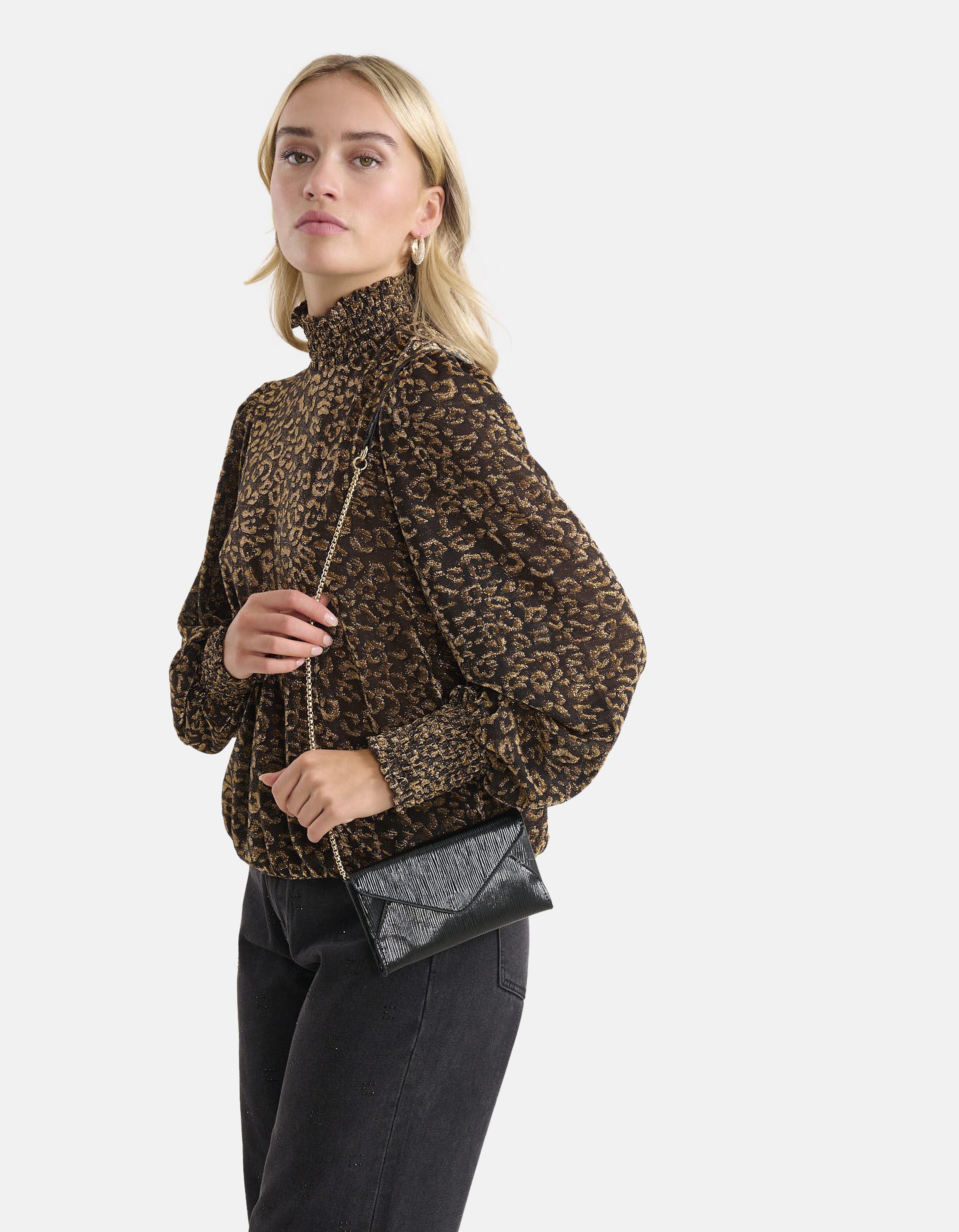 Metallic Clutch Zwart SHOEBY ACCESSOIRES