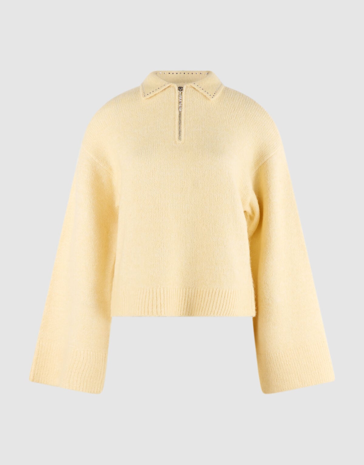 Zip Polo Gebreide Trui Geel SHOEBY WOMEN