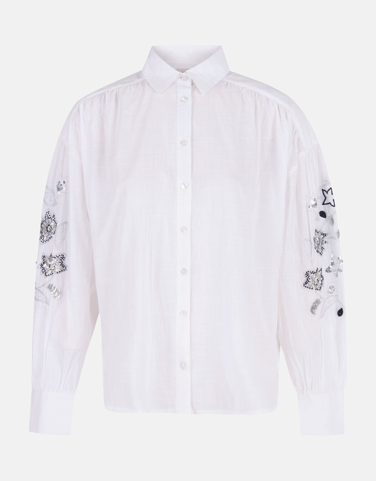Embroidery Pailletten Blouse Wit SHOEBY WOMEN