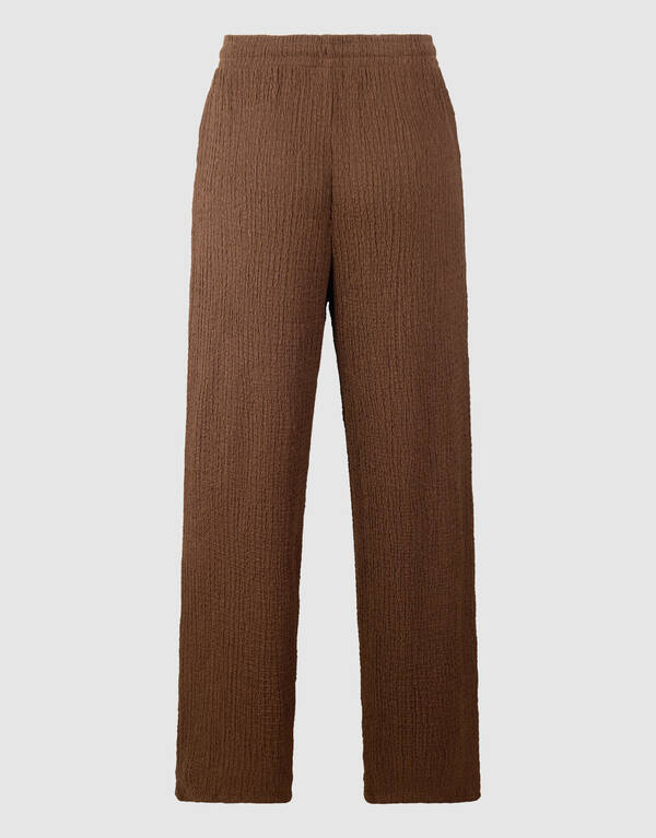 Crinkle Wide Leg Fit Broek Bruin SHOEBY WOMEN