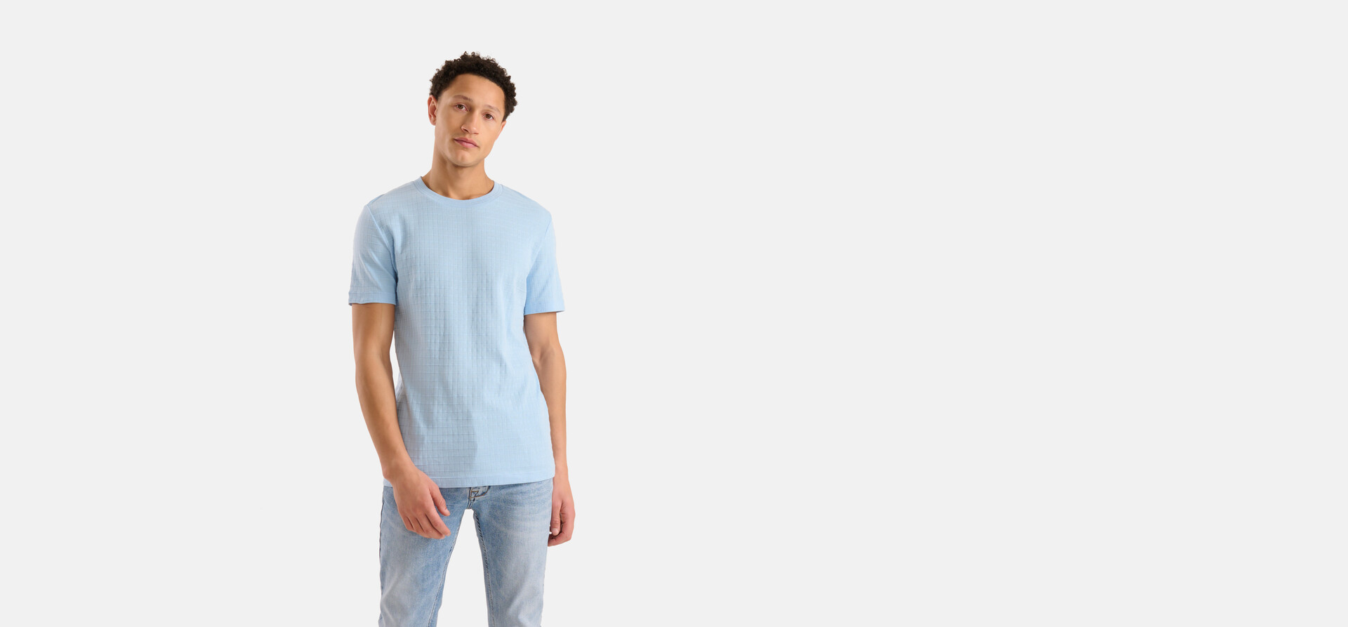 Structuur T-shirt Lichtblauw SHOEBY MEN