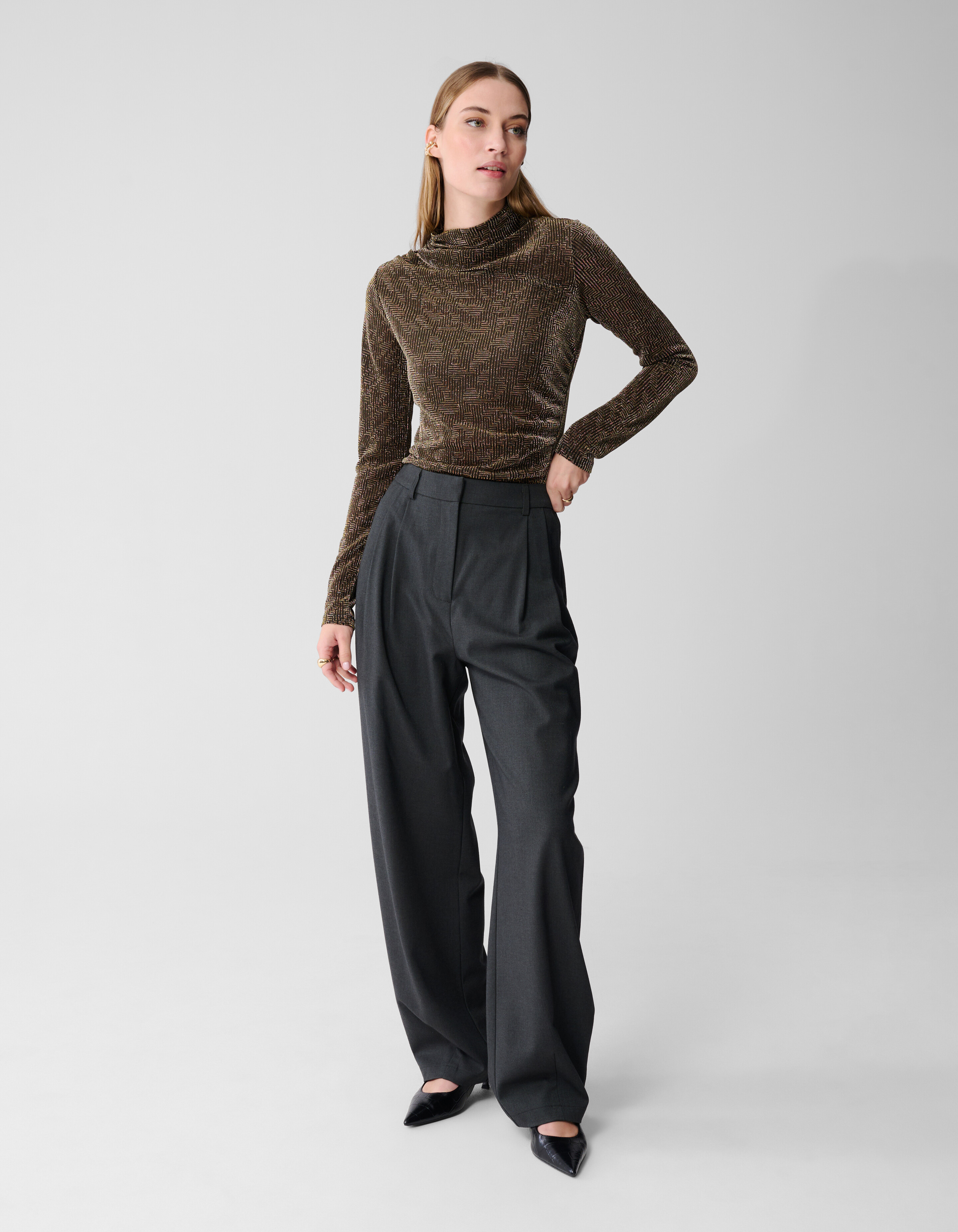 Glitter Cut Out Top Goud SHOEBY WOMEN